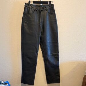 Harvé Benard Sleek Black Leather Trousers